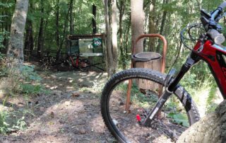 Guided e-bike group tour riding through the forest trails in Obzor, Bulgaria place Kaleto